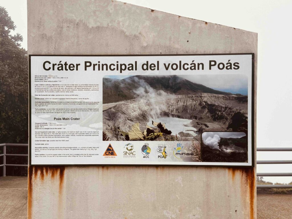 Poas Volcano crater details during the road trip in Costa Rica