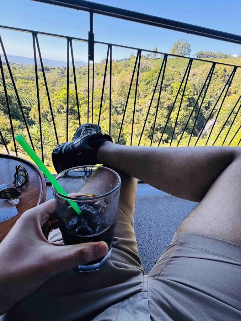 View from the cafe of Starbucks Coffee Farm during road trip in Costa Rica